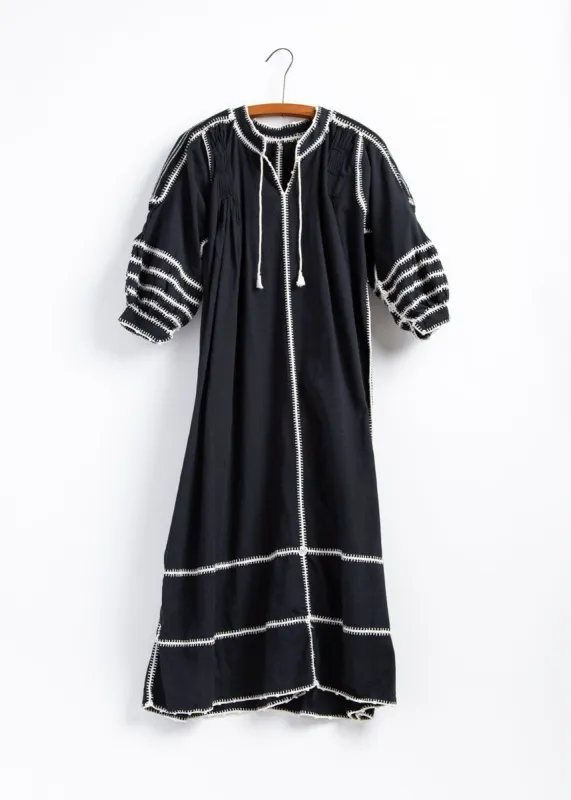 Sirena Dress Long Sleeves - Natural on Black sold by Matta