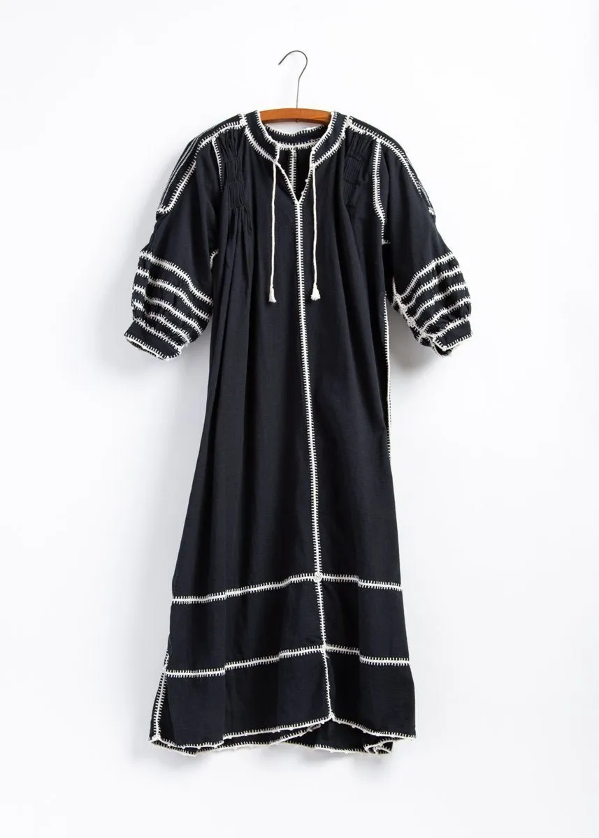 Sirena Dress Long Sleeves - Natural on Black sold by Matta