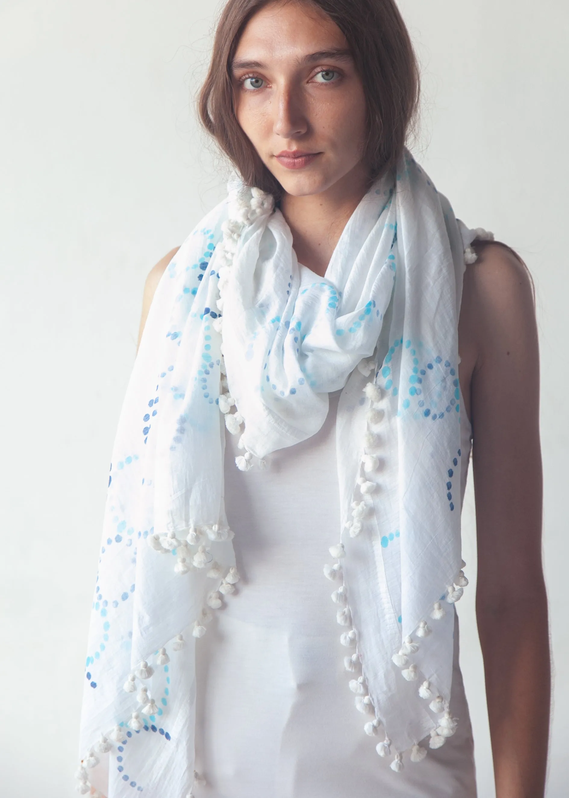 Dupatta Meha Hand Painted - Blue Dots sold by Matta product image thumbnail 3