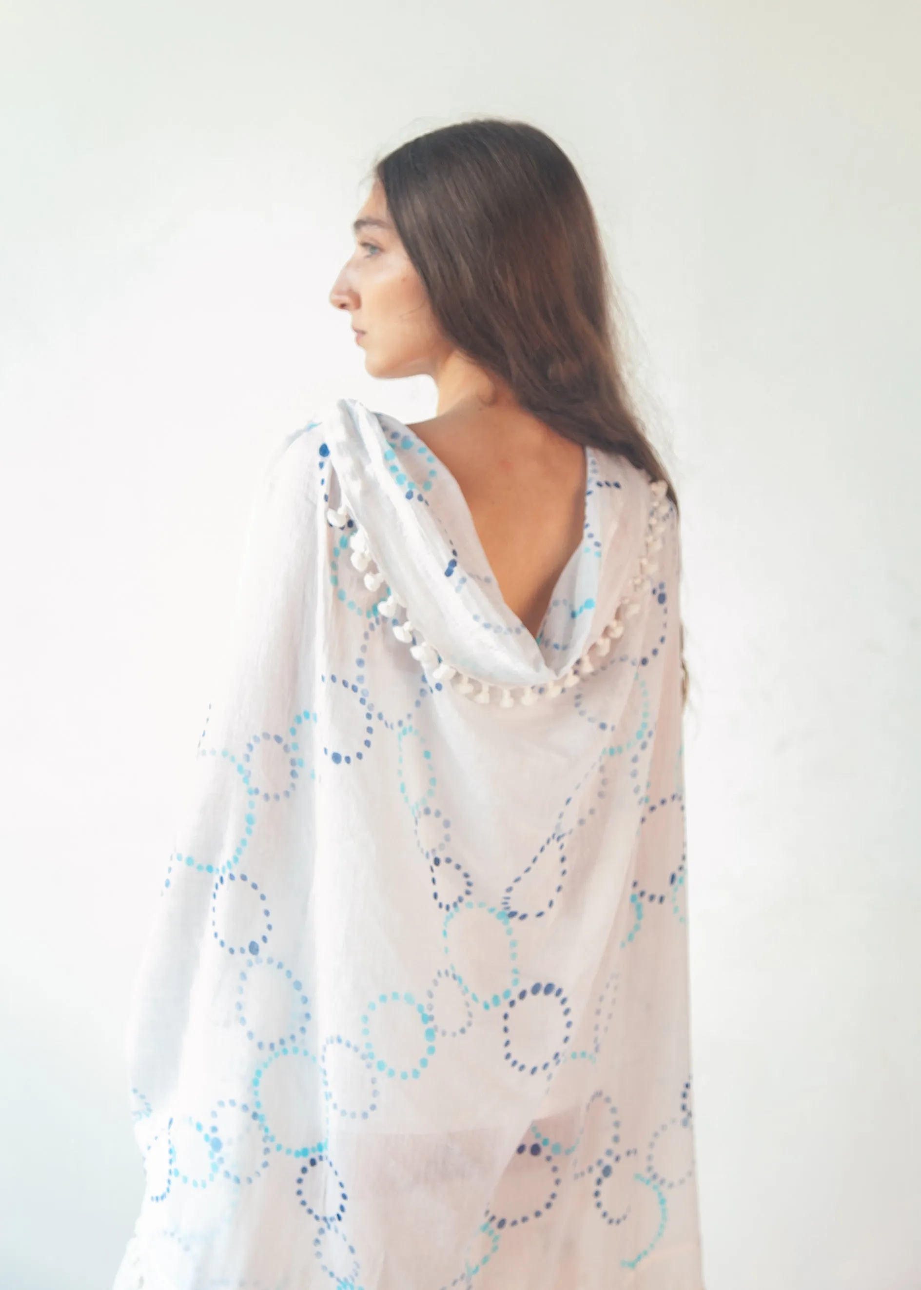 Dupatta Meha Hand Painted - Blue Dots sold by Matta product image thumbnail 5
