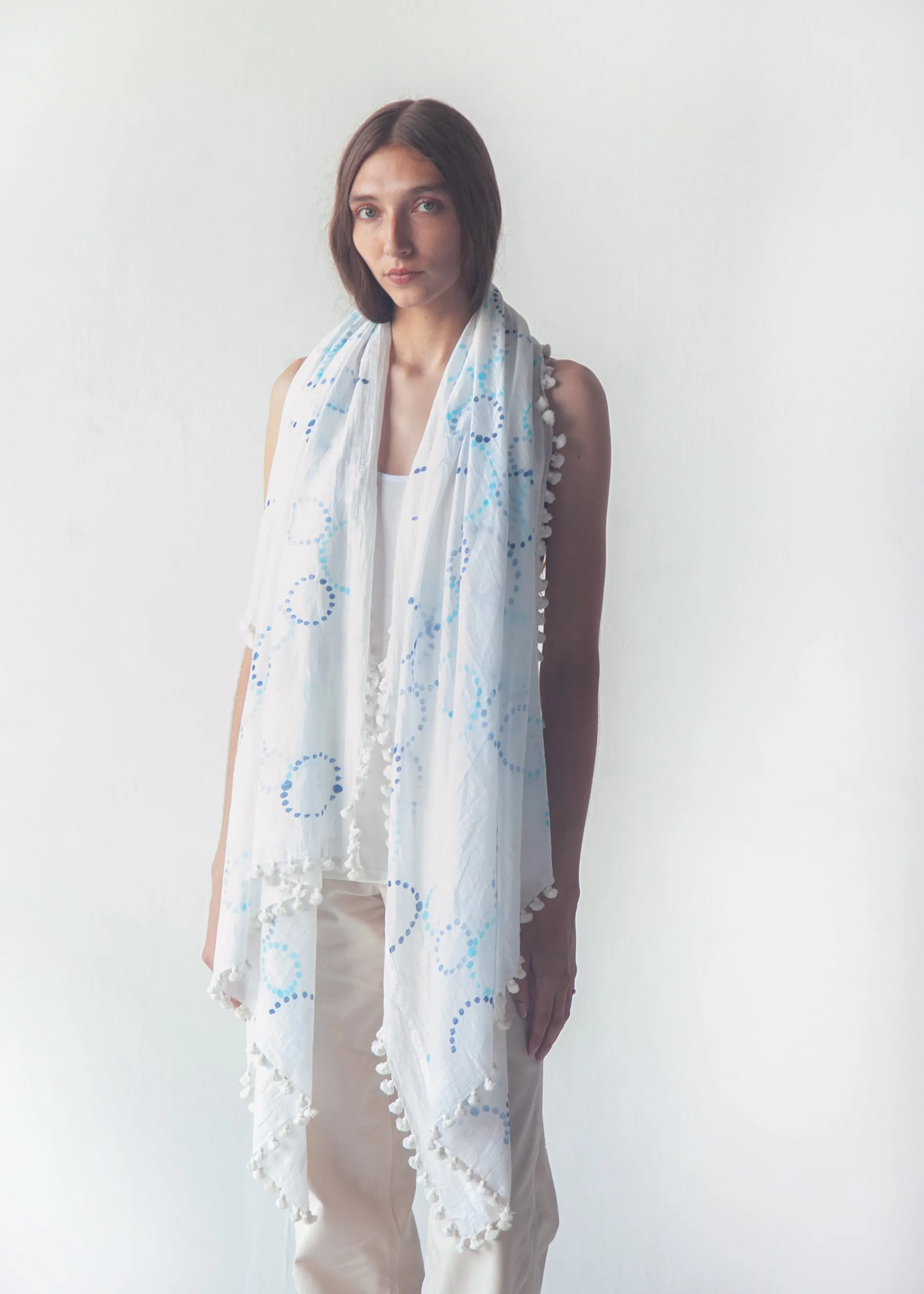 Dupatta Meha Hand Painted - Blue Dots sold by Matta product image thumbnail 2