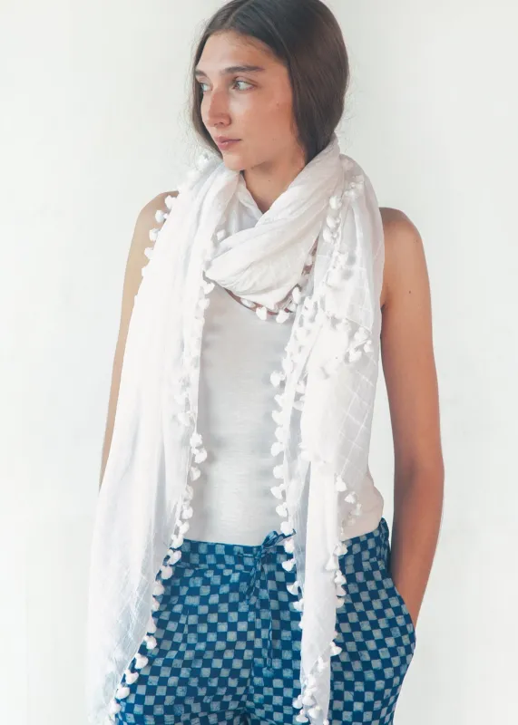 Dupatta Maira Woven Checks - White sold by Matta