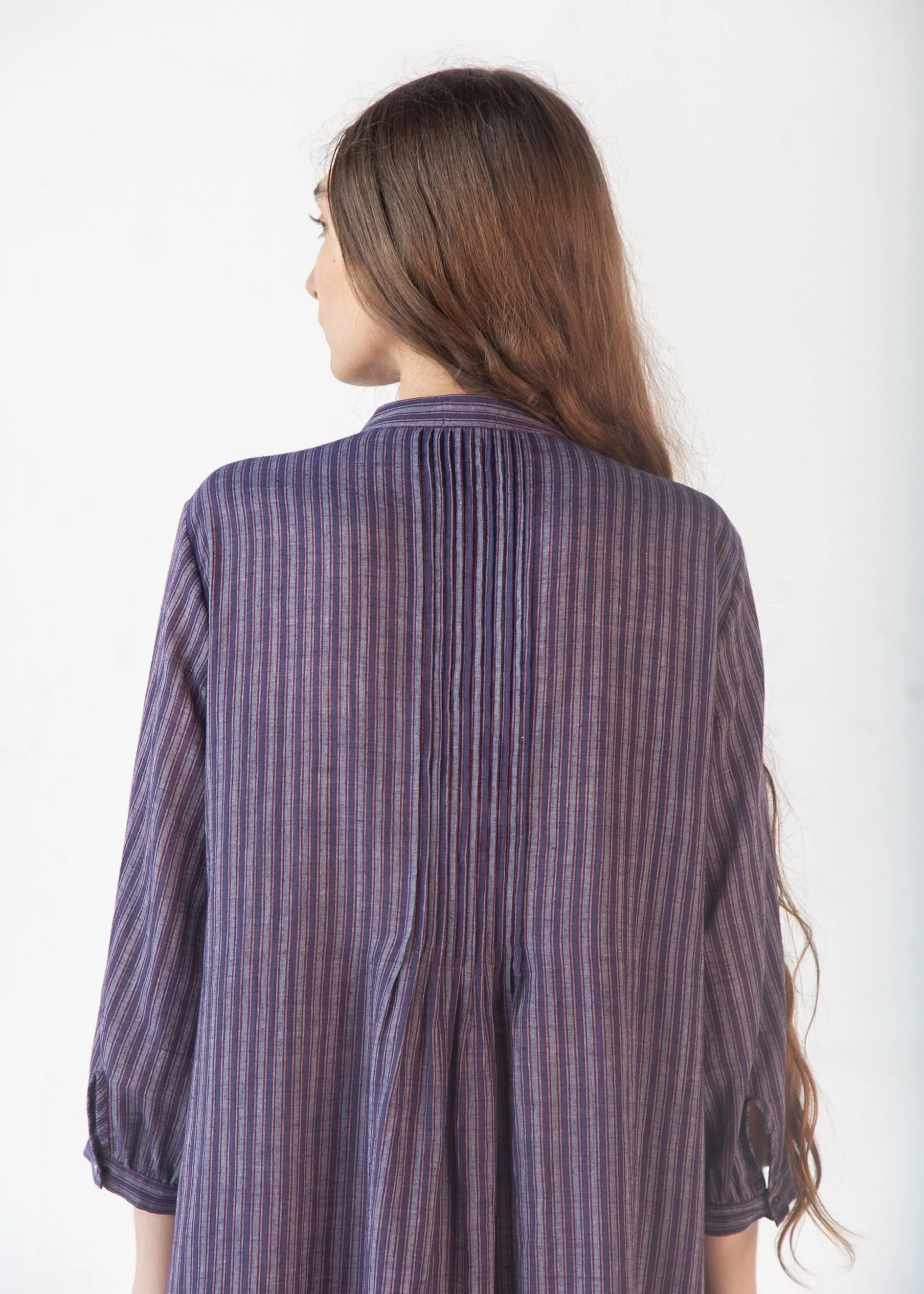Aditi Ticking Stripe Dress - Blue/Maroon sold by Matta product image thumbnail 5