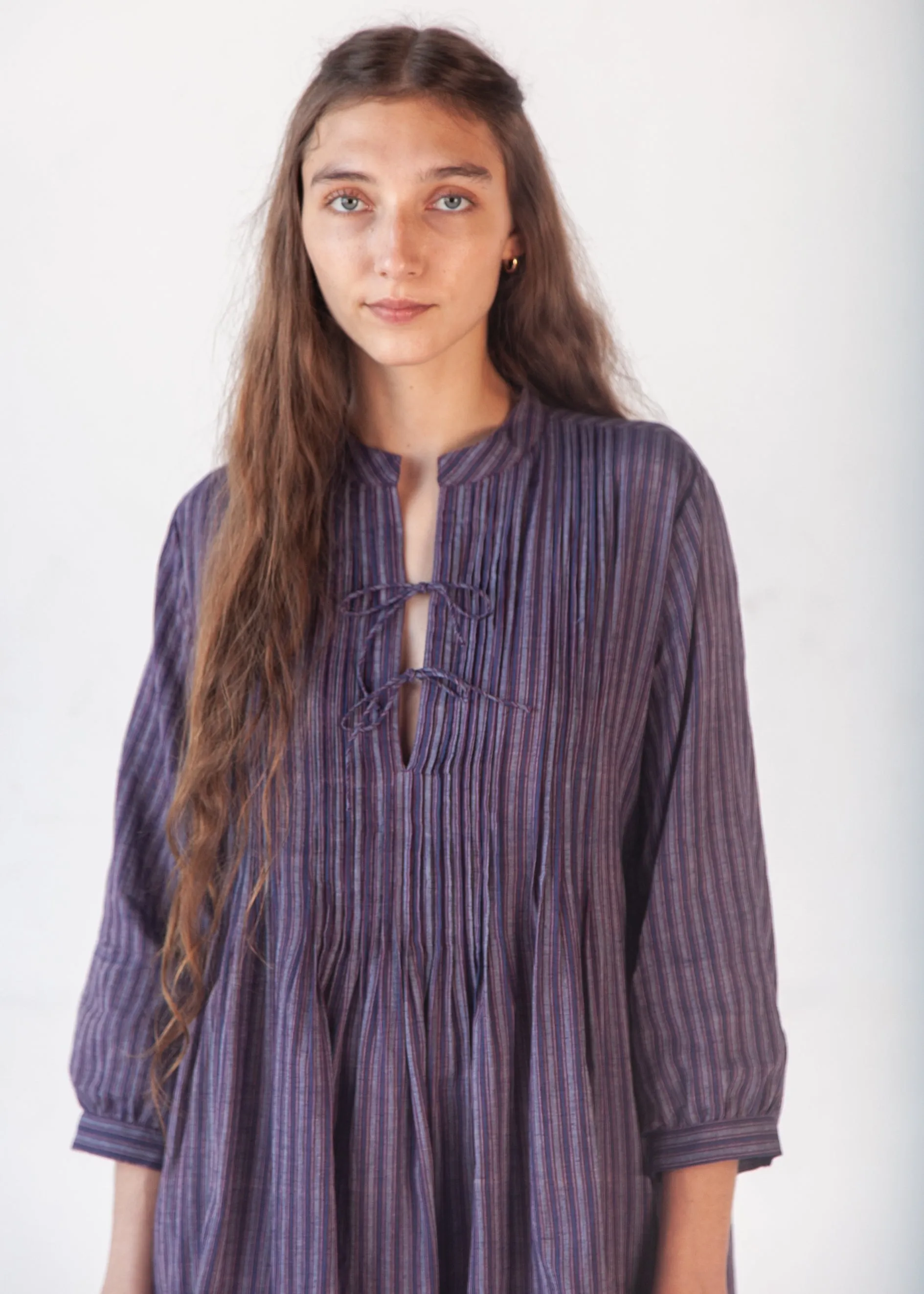 Aditi Ticking Stripe Dress - Blue/Maroon sold by Matta product image thumbnail 4
