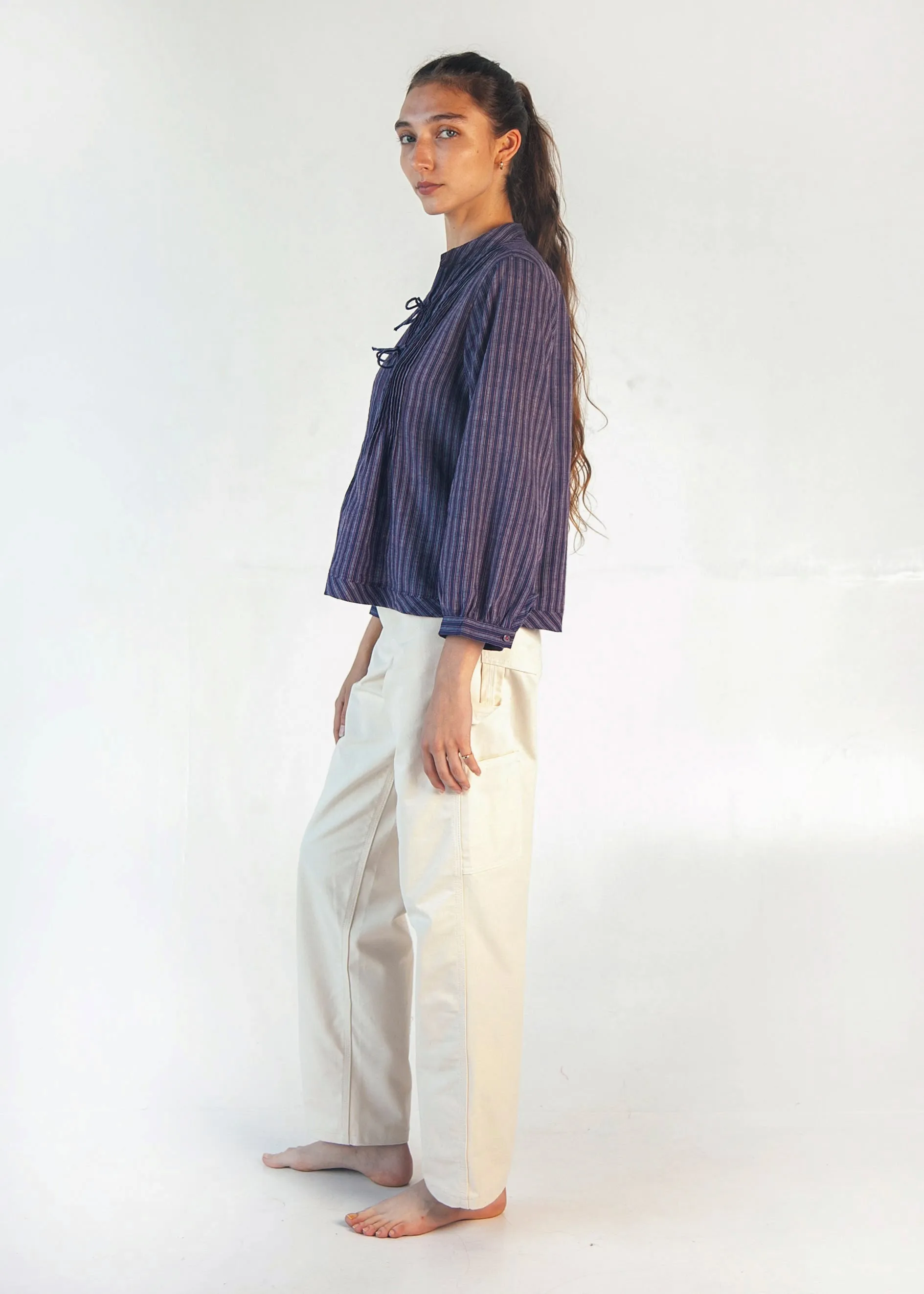 Alma Ticking Stripe Top - Blue/Maroon sold by Matta product image thumbnail 4