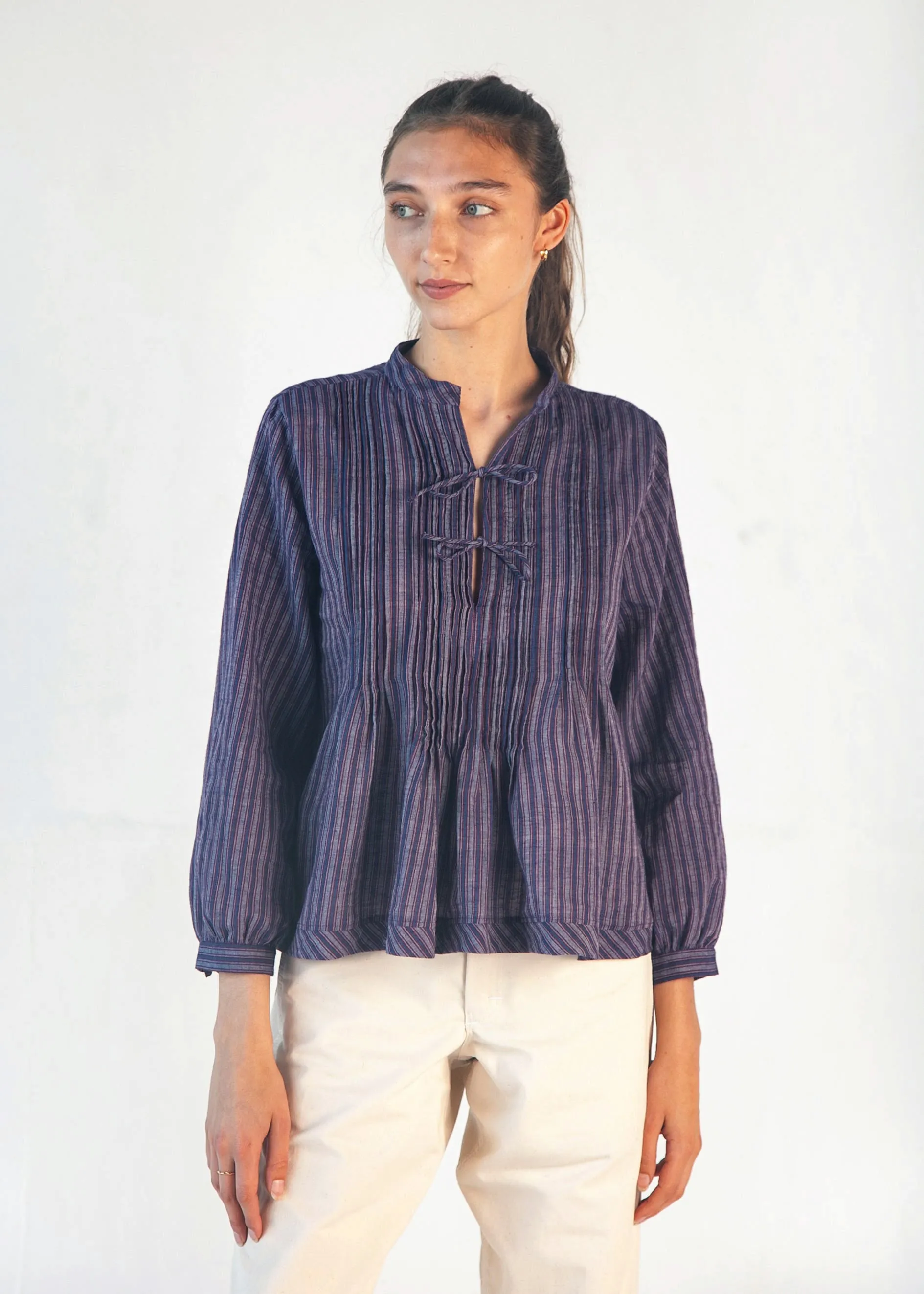Alma Ticking Stripe Top - Blue/Maroon sold by Matta product image thumbnail 2