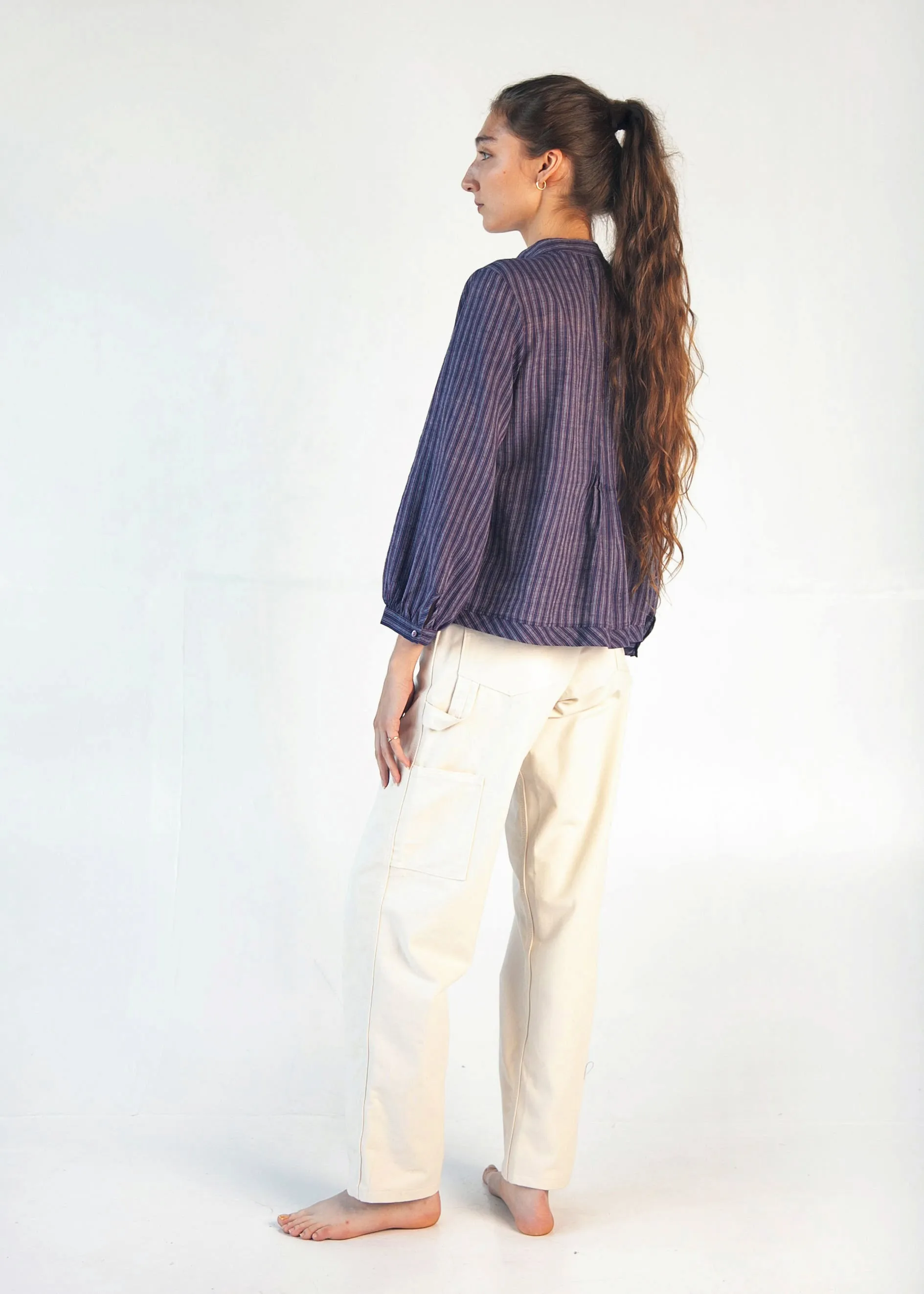 Alma Ticking Stripe Top - Blue/Maroon sold by Matta product image thumbnail 5