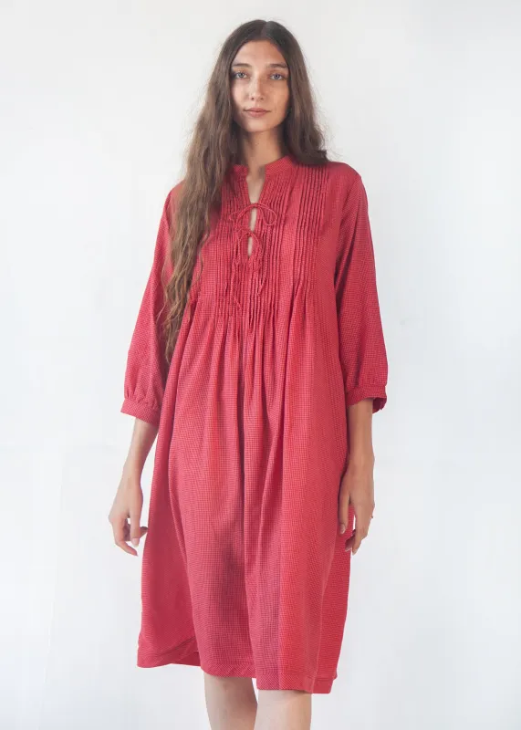 Aditi Tiny Checks Dress - Red sold by Matta