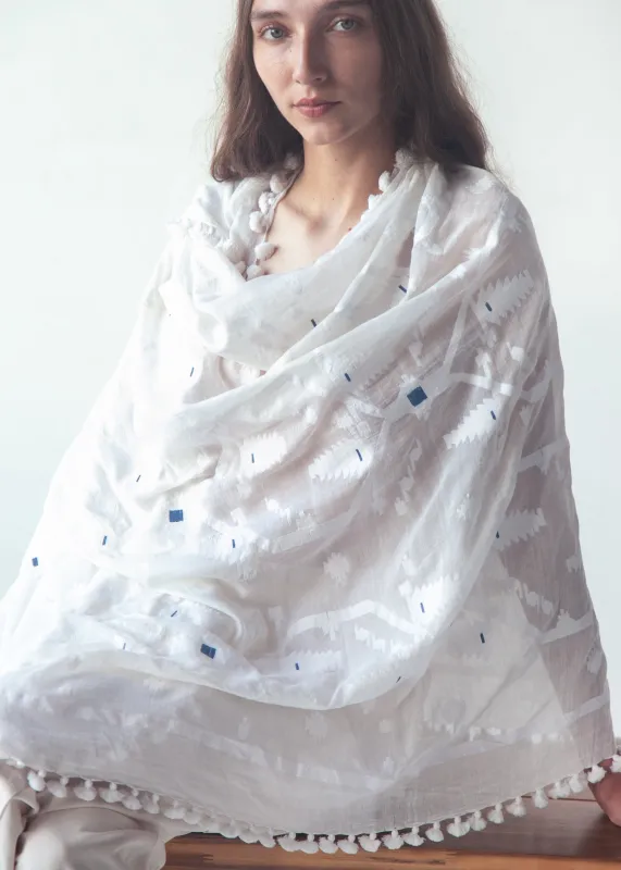 Dupatta Amrita Jamdani - White sold by Matta