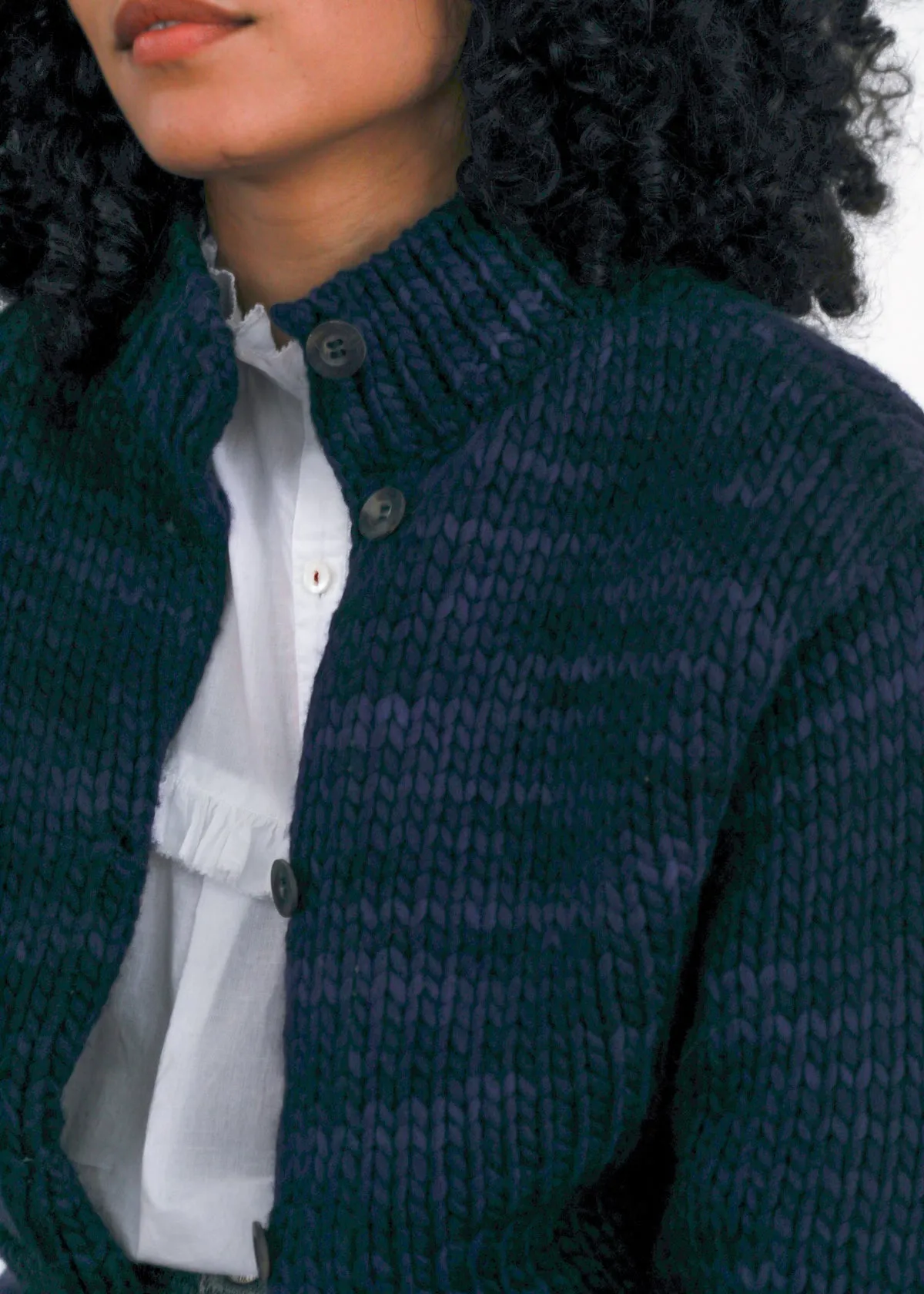 Javary Hand Painted Merino Cardigan - Navy sold by Matta product image thumbnail 3