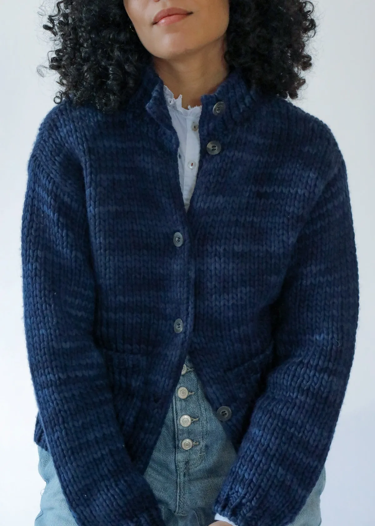 Javary Hand Painted Merino Cardigan - Navy sold by Matta product image thumbnail 2