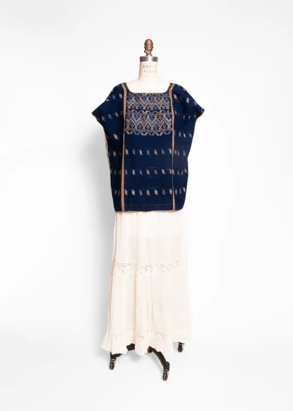 Amuzgo Top Natural Indigo #9 sold by Matta