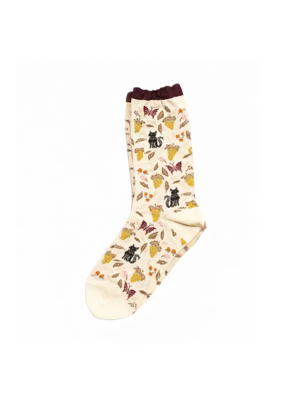 Antipast Garden Cat Mid Socks - Ivory made by ANTIPAST