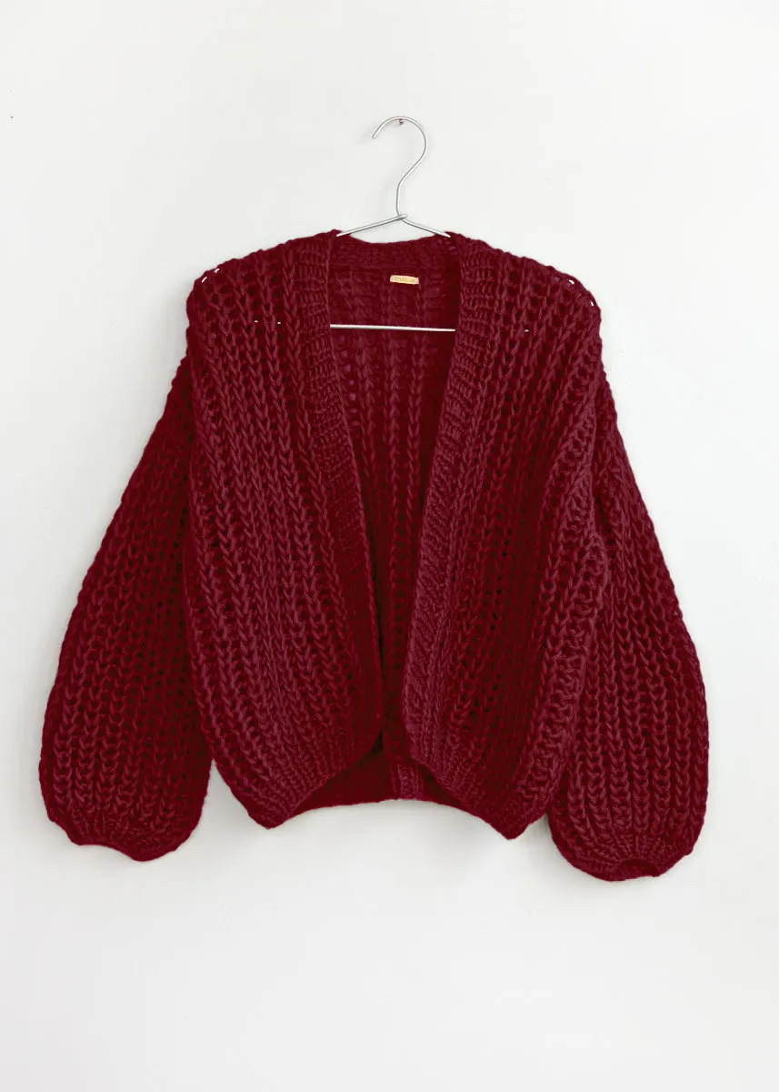 Hilma Hand Knit Alpaca Cardigan, Burgundy sold by Matta