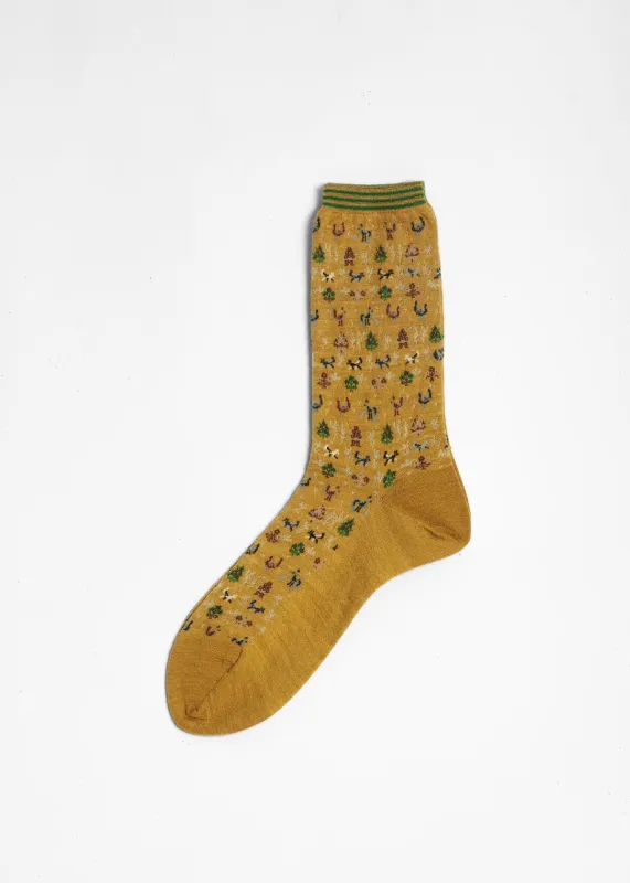 Antipast Forest Mate Mid Socks - Mustard made by ANTIPAST