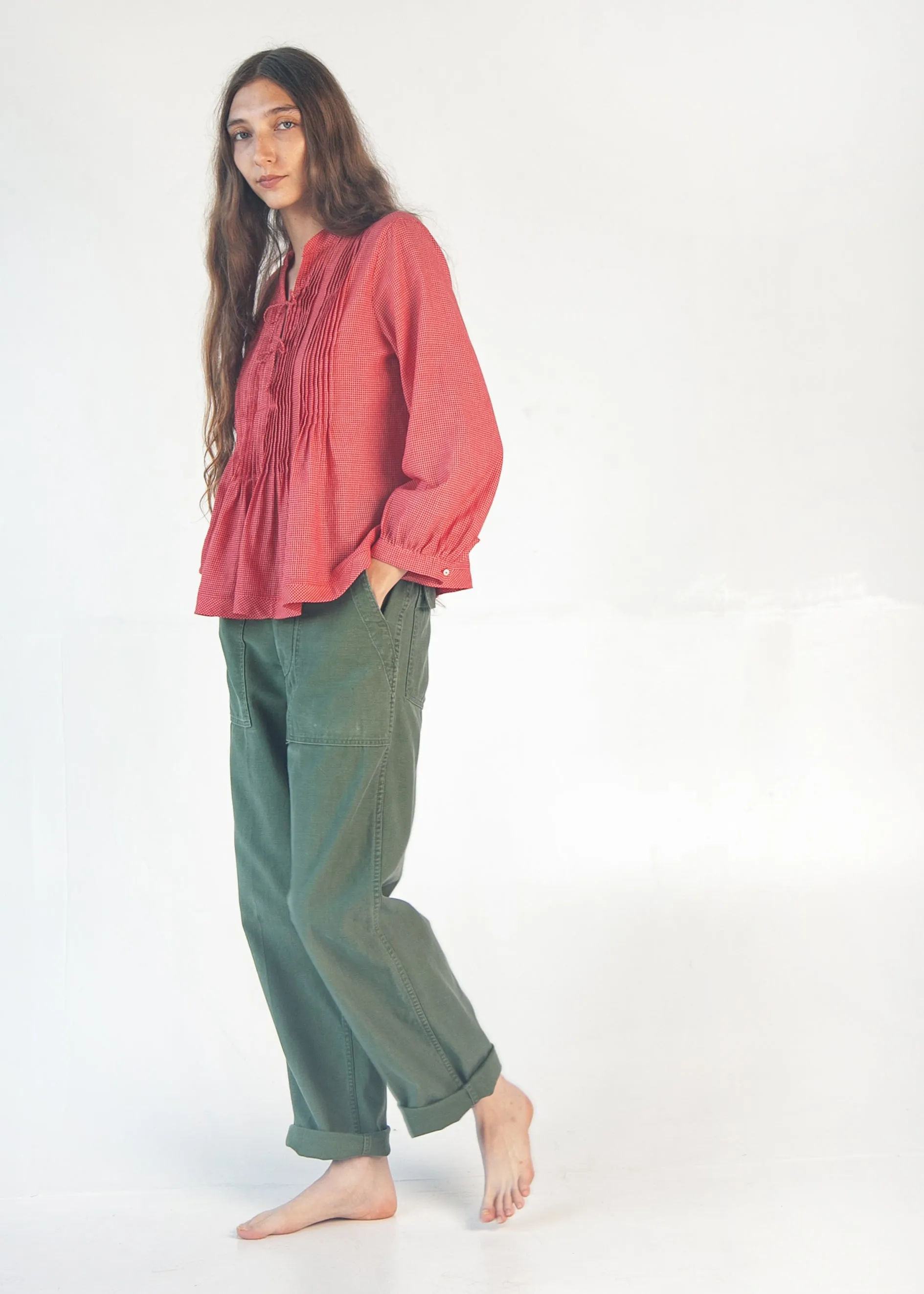 Alma Tiny Checks Top - Red sold by Matta product image thumbnail 3