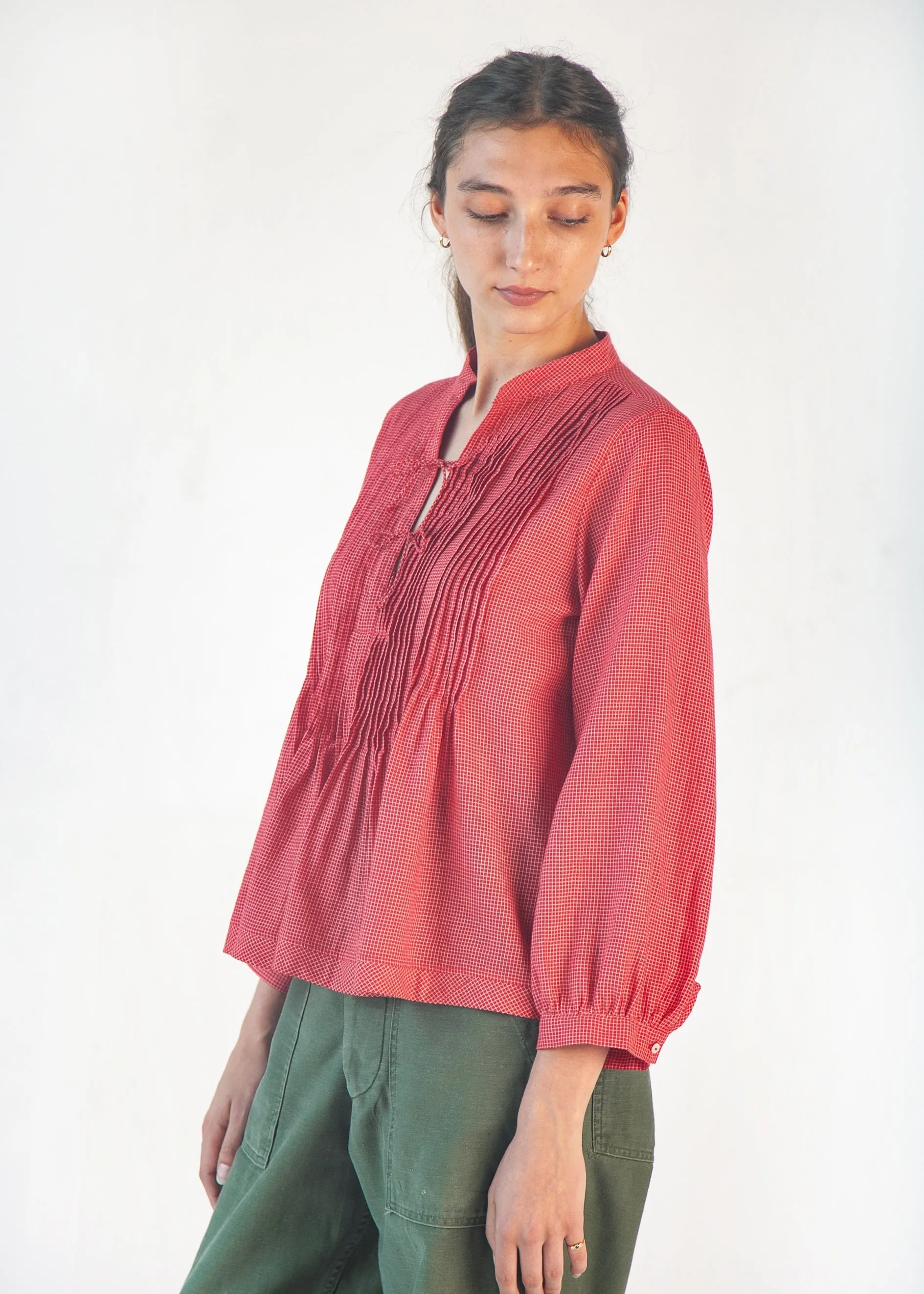 Alma Tiny Checks Top - Red sold by Matta product image thumbnail 5