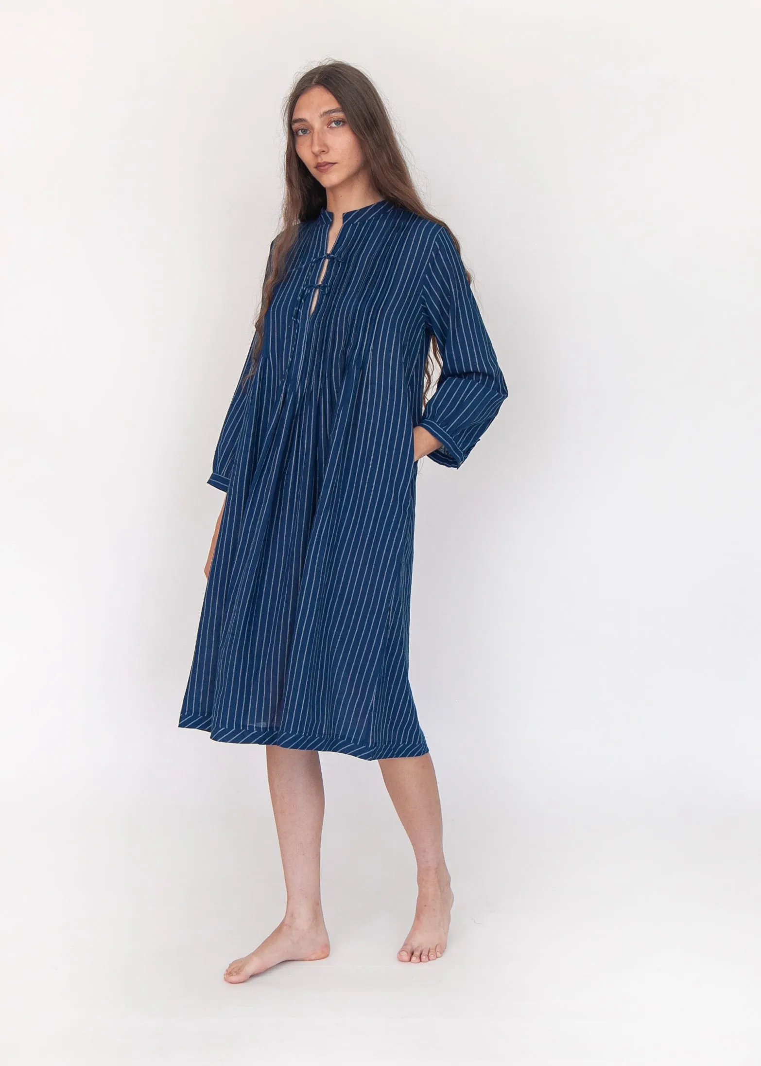 Aditi Double Stripe Dress - Natural Indigo sold by Matta product image thumbnail 3