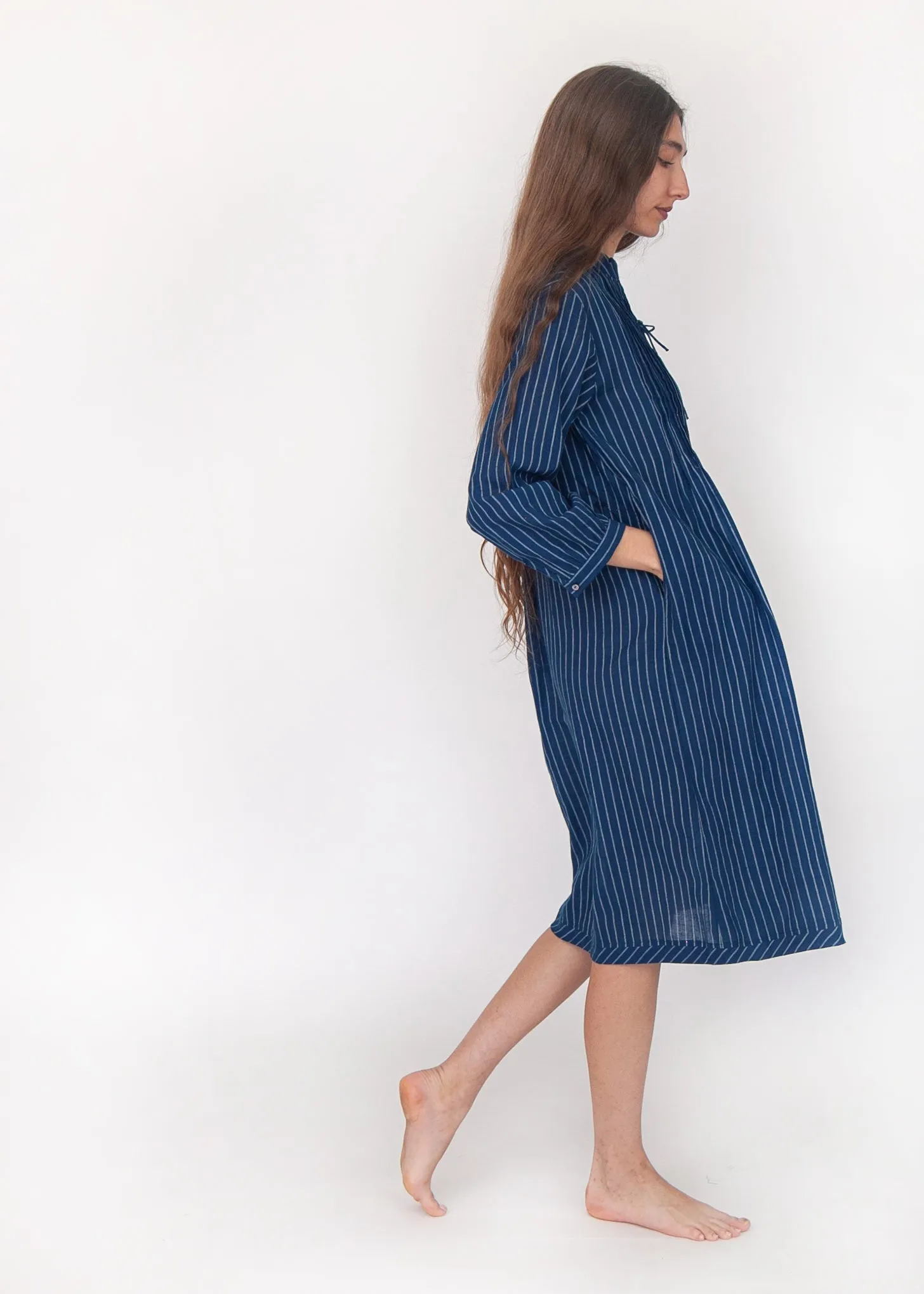 Aditi Double Stripe Dress - Natural Indigo sold by Matta product image thumbnail 4