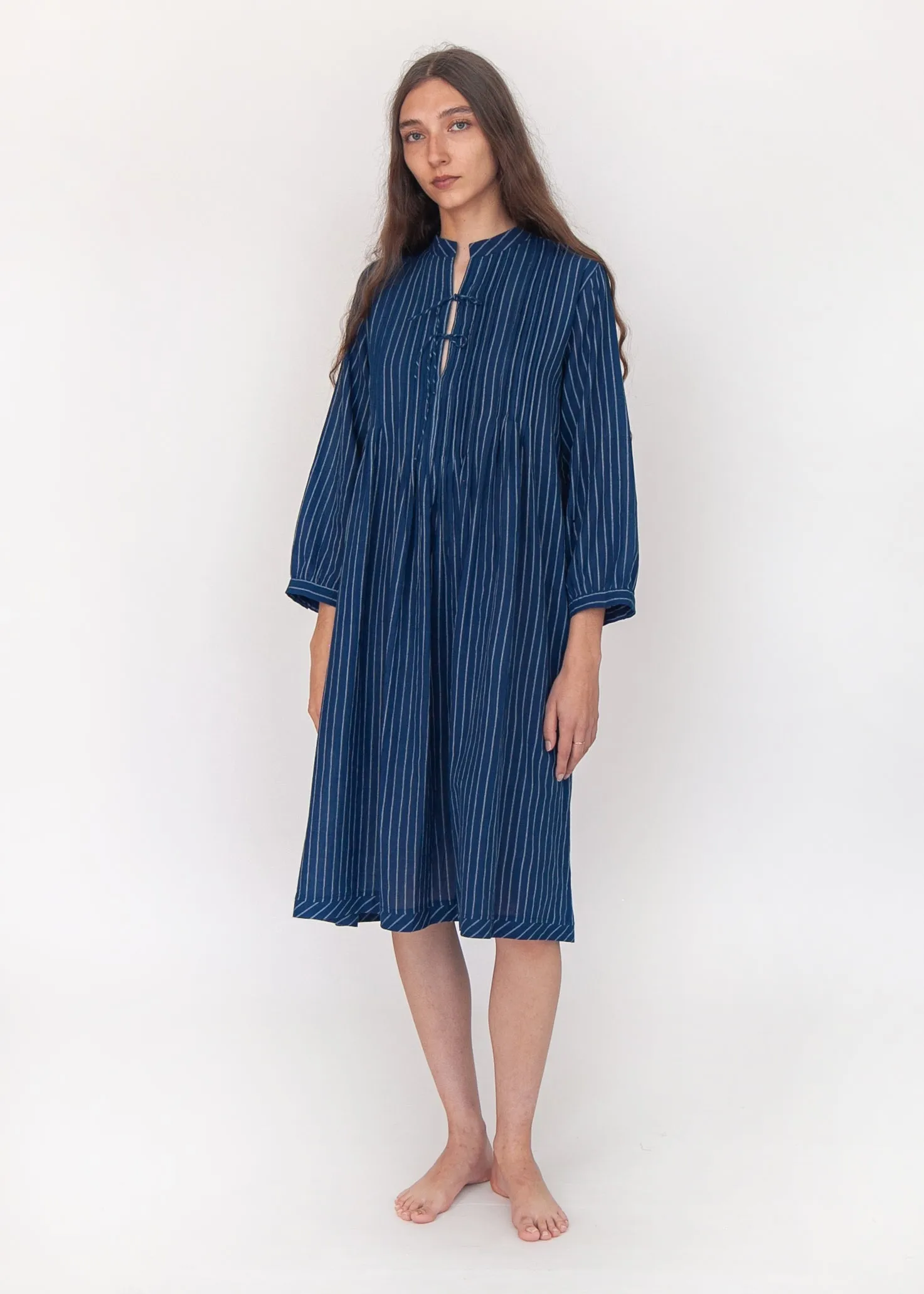 Aditi Double Stripe Dress - Natural Indigo sold by Matta