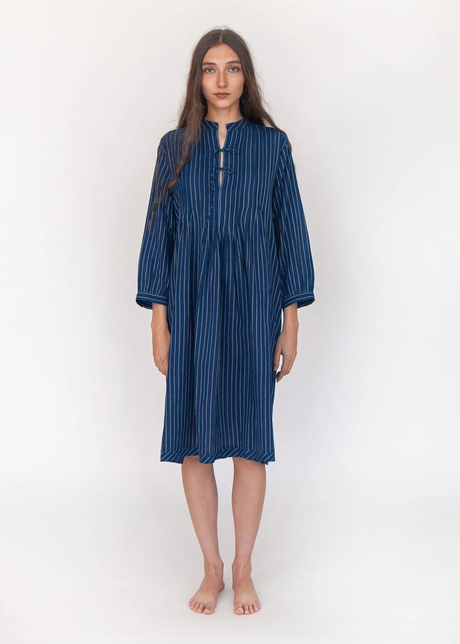 Aditi Double Stripe Dress - Natural Indigo sold by Matta product image thumbnail 2