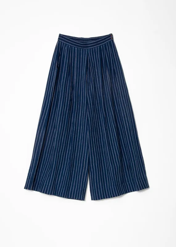 Danae Double Stripe Skirt Pant - Natural Indigo sold by Matta