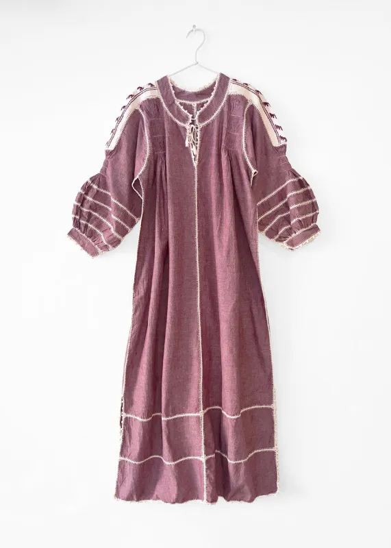 Sirena Chambray Dress Long Sleeves - Wine made by Matta