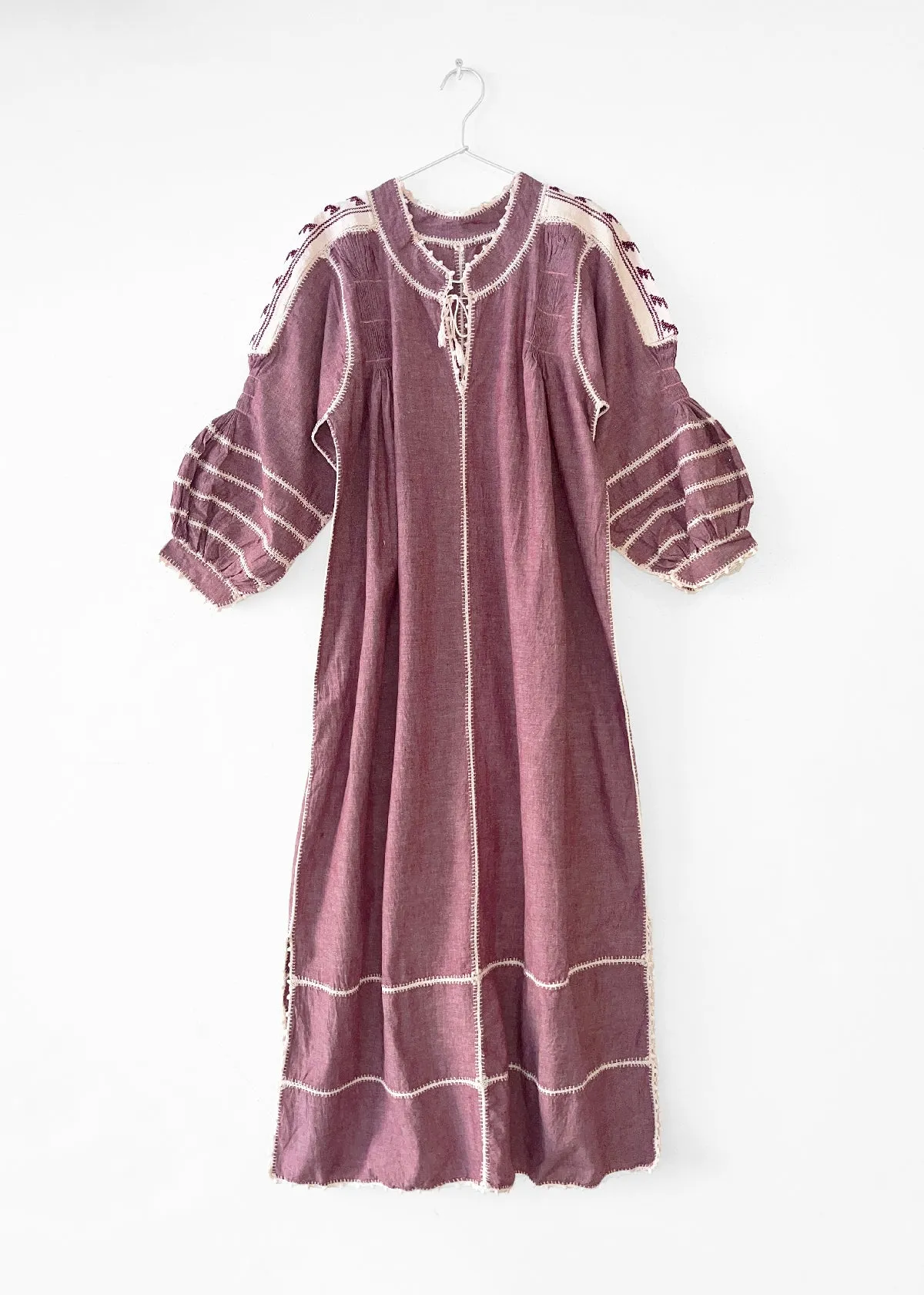 Sirena Chambray Dress Long Sleeves - Wine sold by Matta