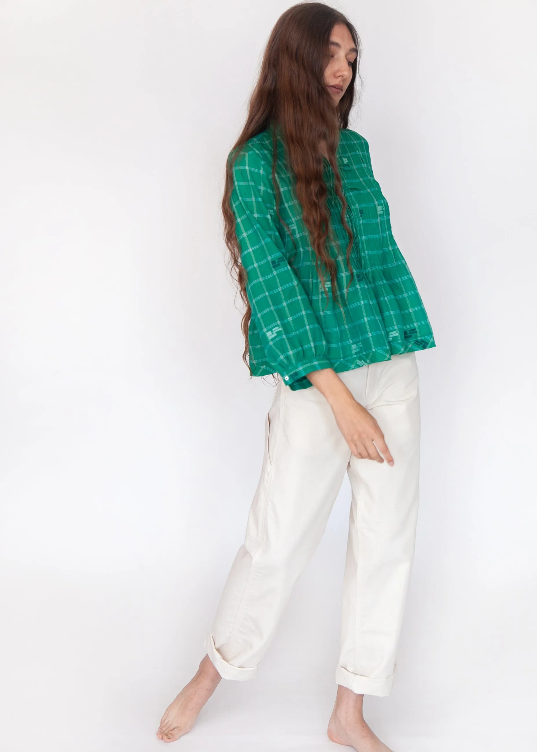 Alma Check Jamdani Top - Mint sold by Matta product image thumbnail 3