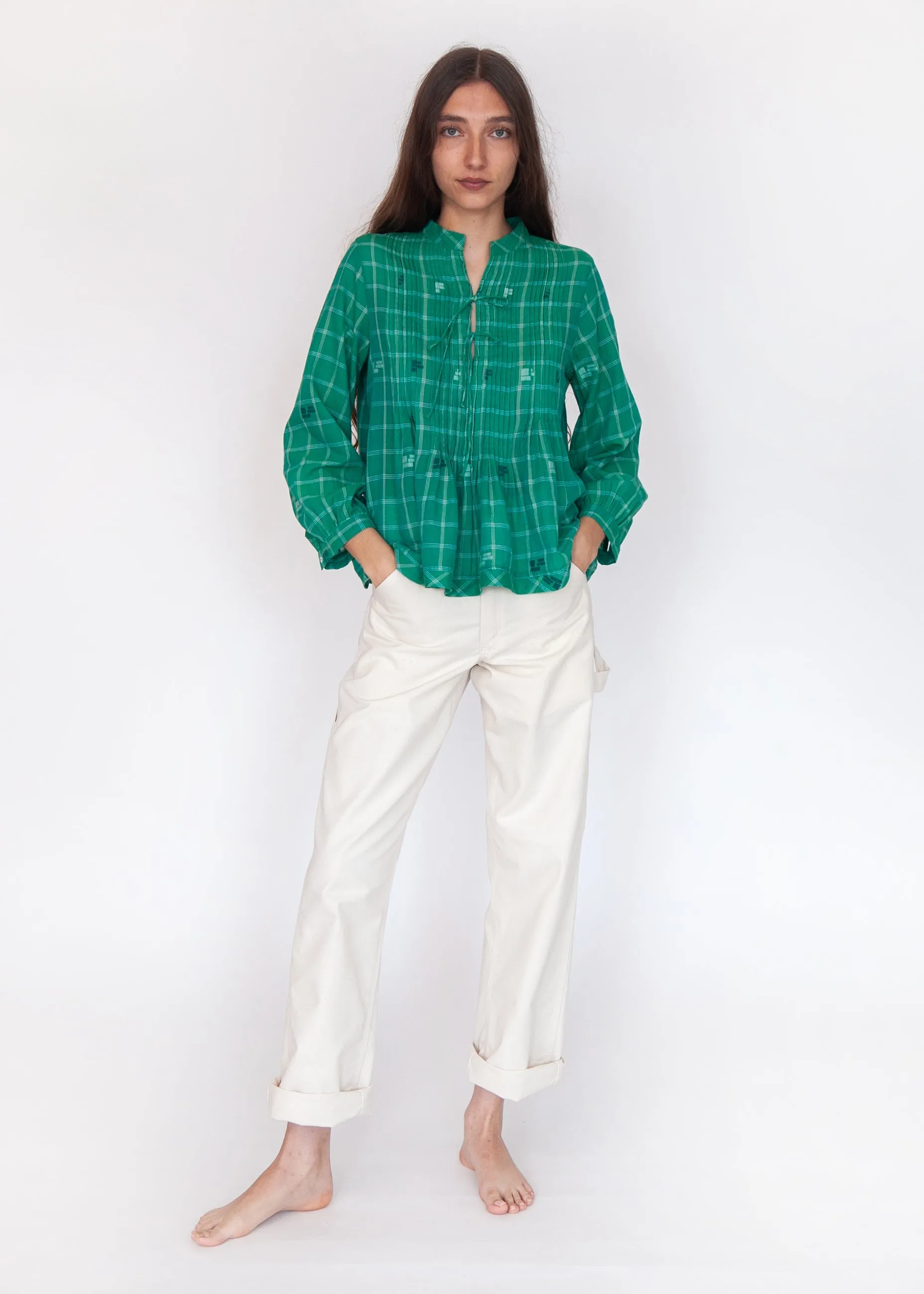 Alma Check Jamdani Top - Mint sold by Matta product image thumbnail 2