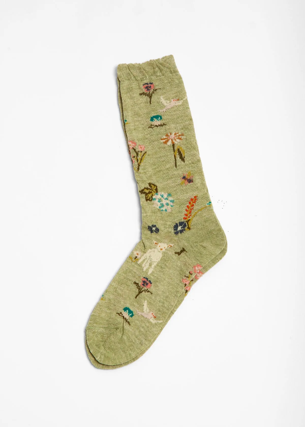 Antipast Garden Flower Mid Socks - Lime sold by Matta
