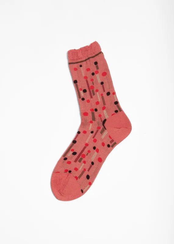 Antipast Dream Polka Dot  Mid Socks - Coral made by ANTIPAST