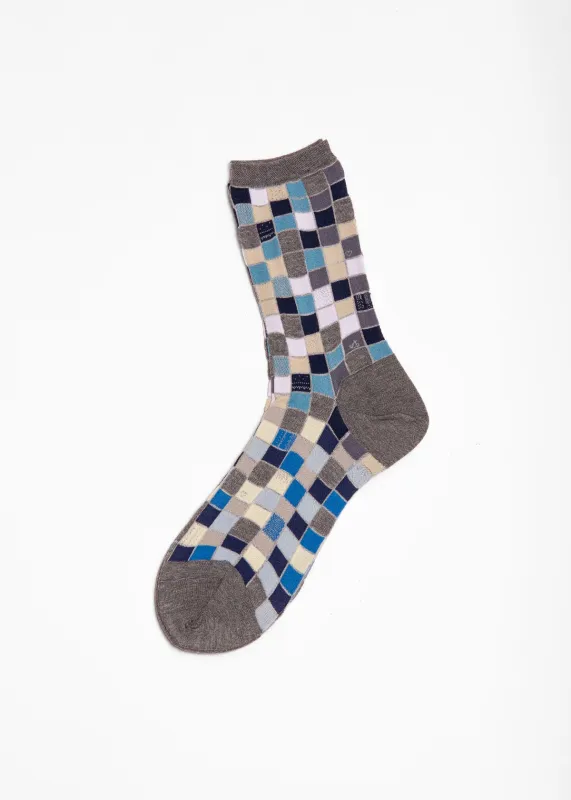 Antipast Colorful Tile Mid Socks - Mix Grey made by ANTIPAST