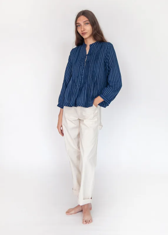 Alma Double Stripe Top  - Natural Indigo made by Matta