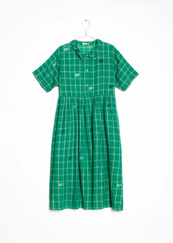 Dora Check Jamdani Dress - Mint made by Matta