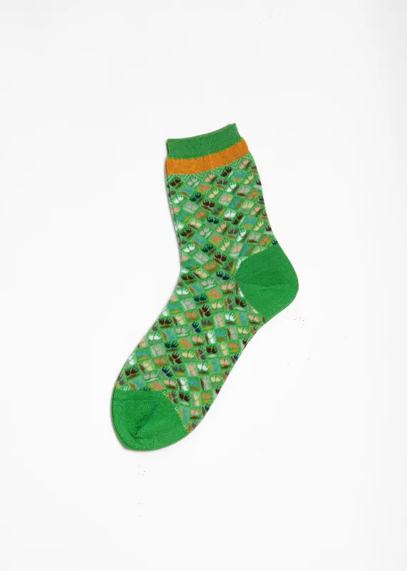 Antipast Dancing Tulips Mid Socks - Green made by ANTIPAST
