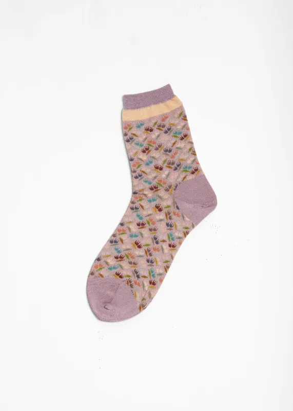 Antipast Dancing Tulips Mid Socks - Lavender sold by Matta