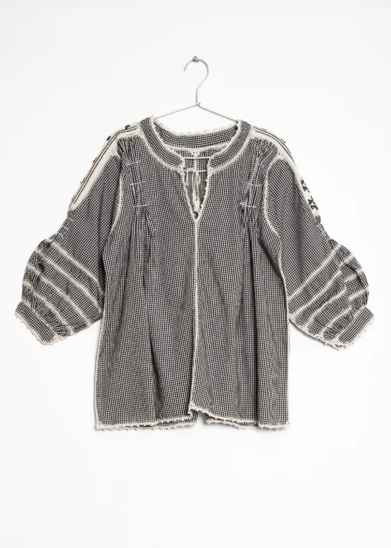 Sirena Top Gingham - Black made by Matta