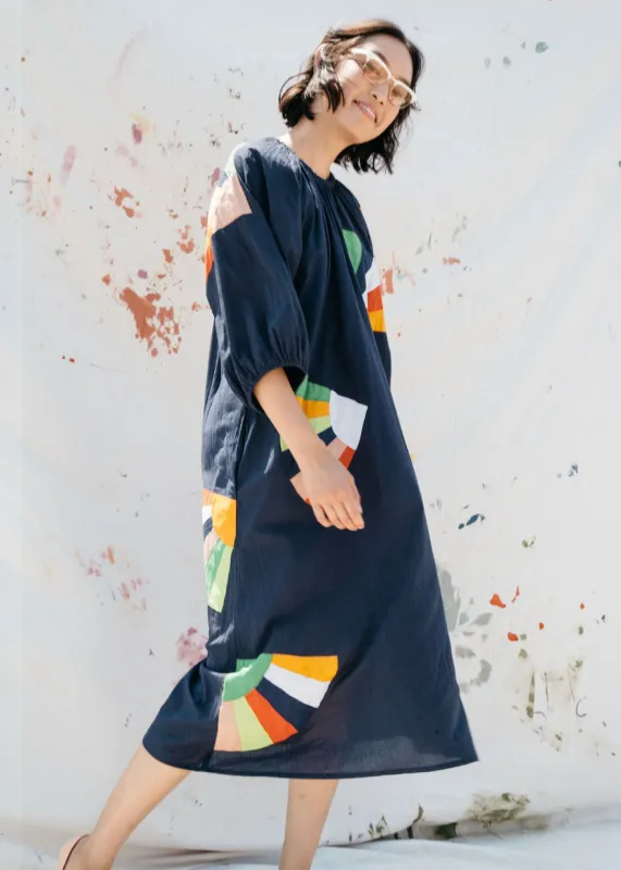 Nikki Chasin Ballad Fan Patch Dress - Navy made by Matta