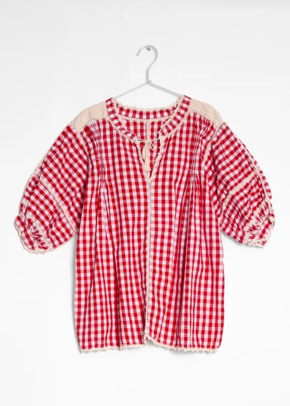 Sirena Top Gingham - Red made by Matta