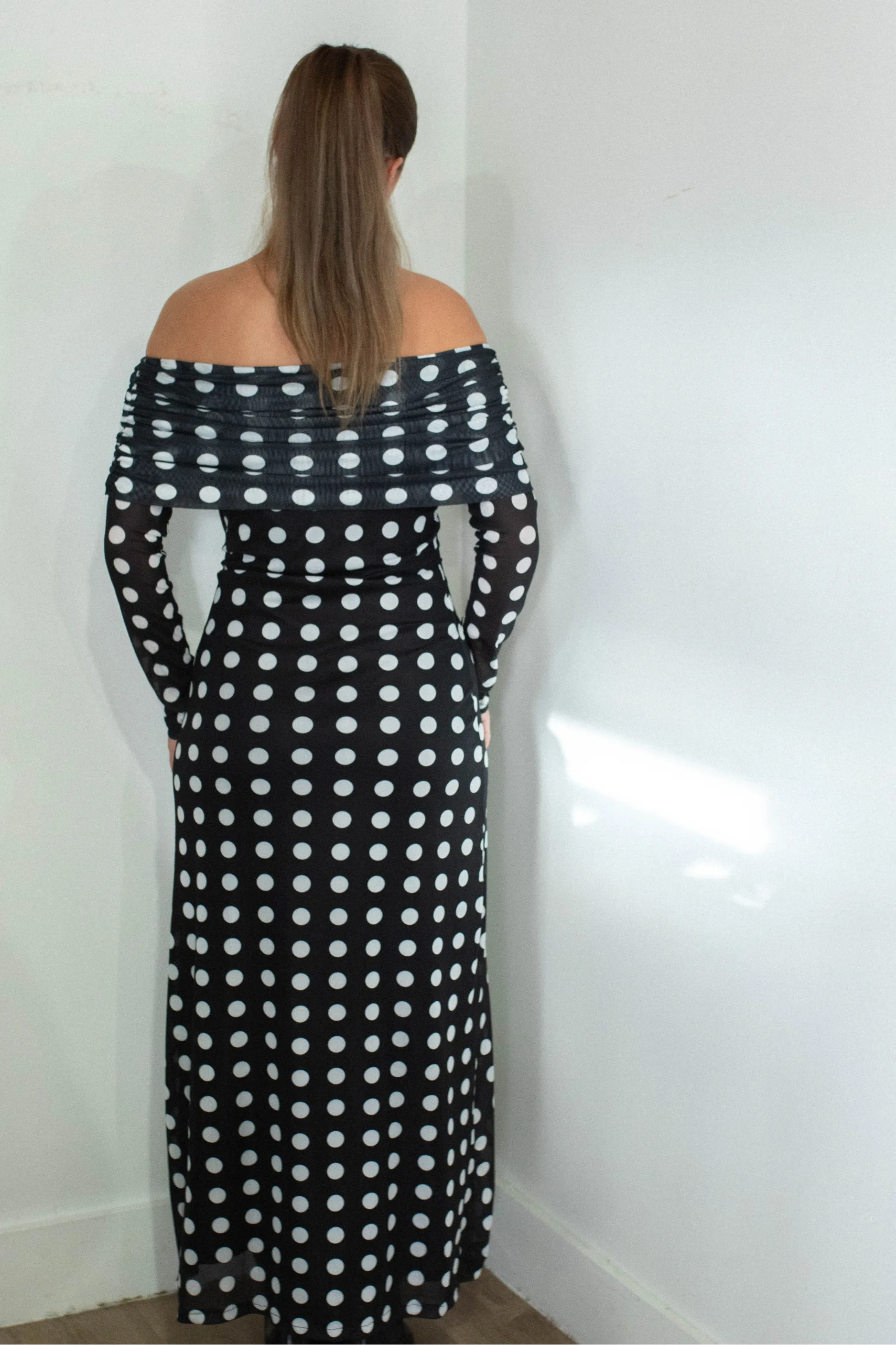 Mesh Polka Dot Maxi Dress - Black sold by Maude product image thumbnail 3