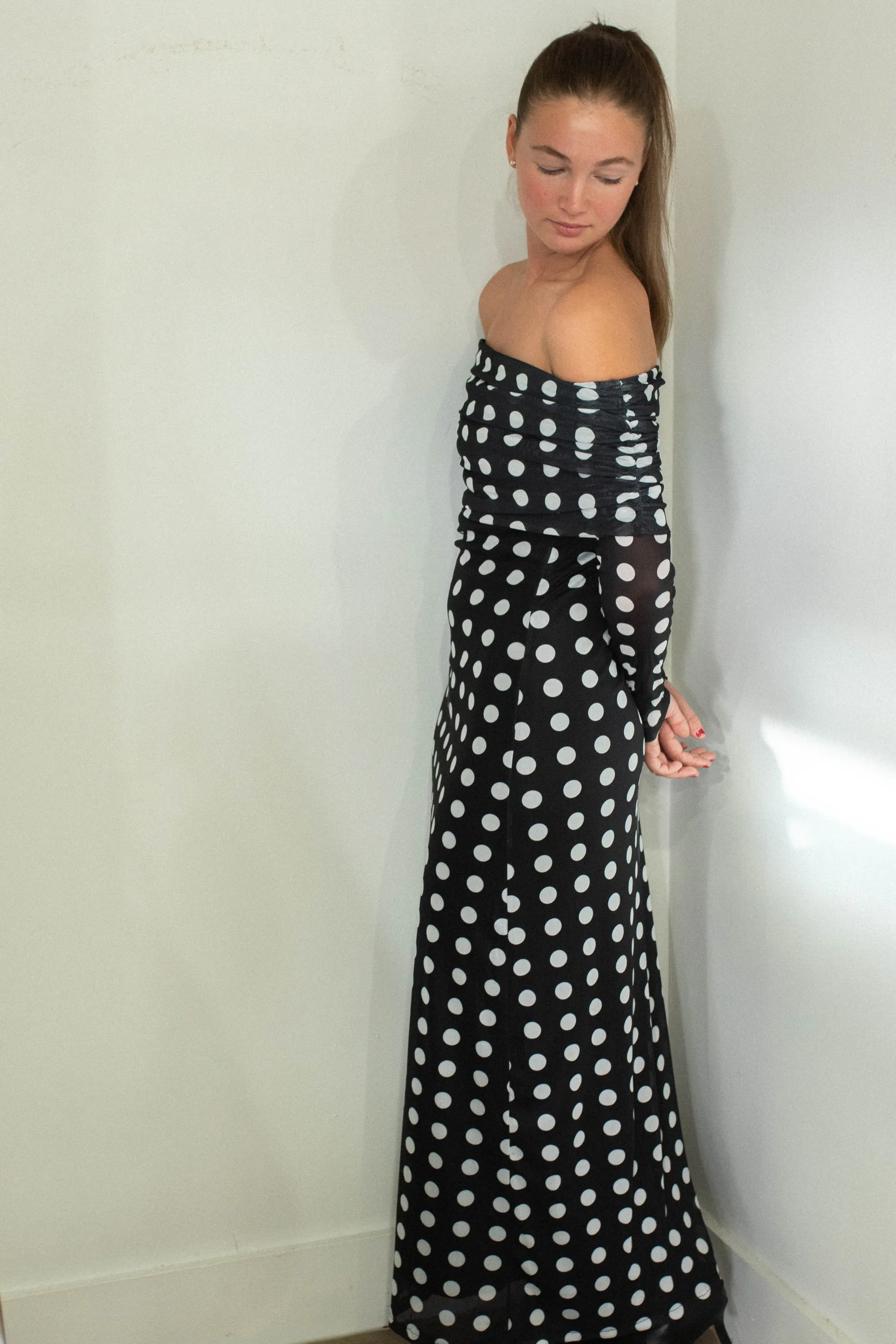 Mesh Polka Dot Maxi Dress - Black sold by Maude product image thumbnail 2