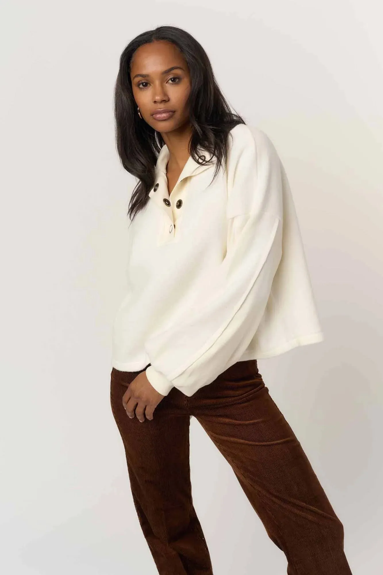 Saturn Fleece Henley Sweatshirt sold by Maude product image thumbnail 2