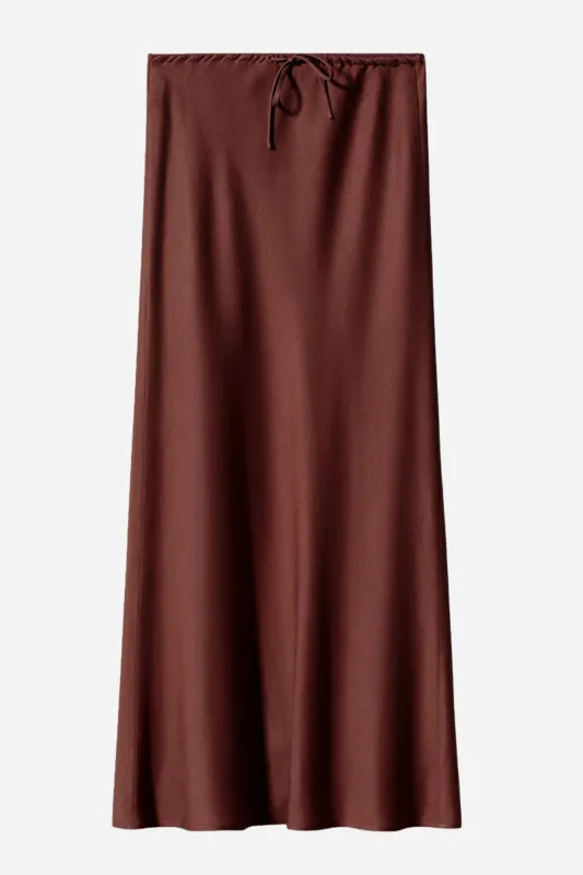 Satin Maxi Skirt - Dark Brown sold by Maude