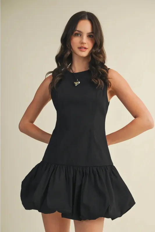 Balloon Hem Mini Dress - Black sold by Maude