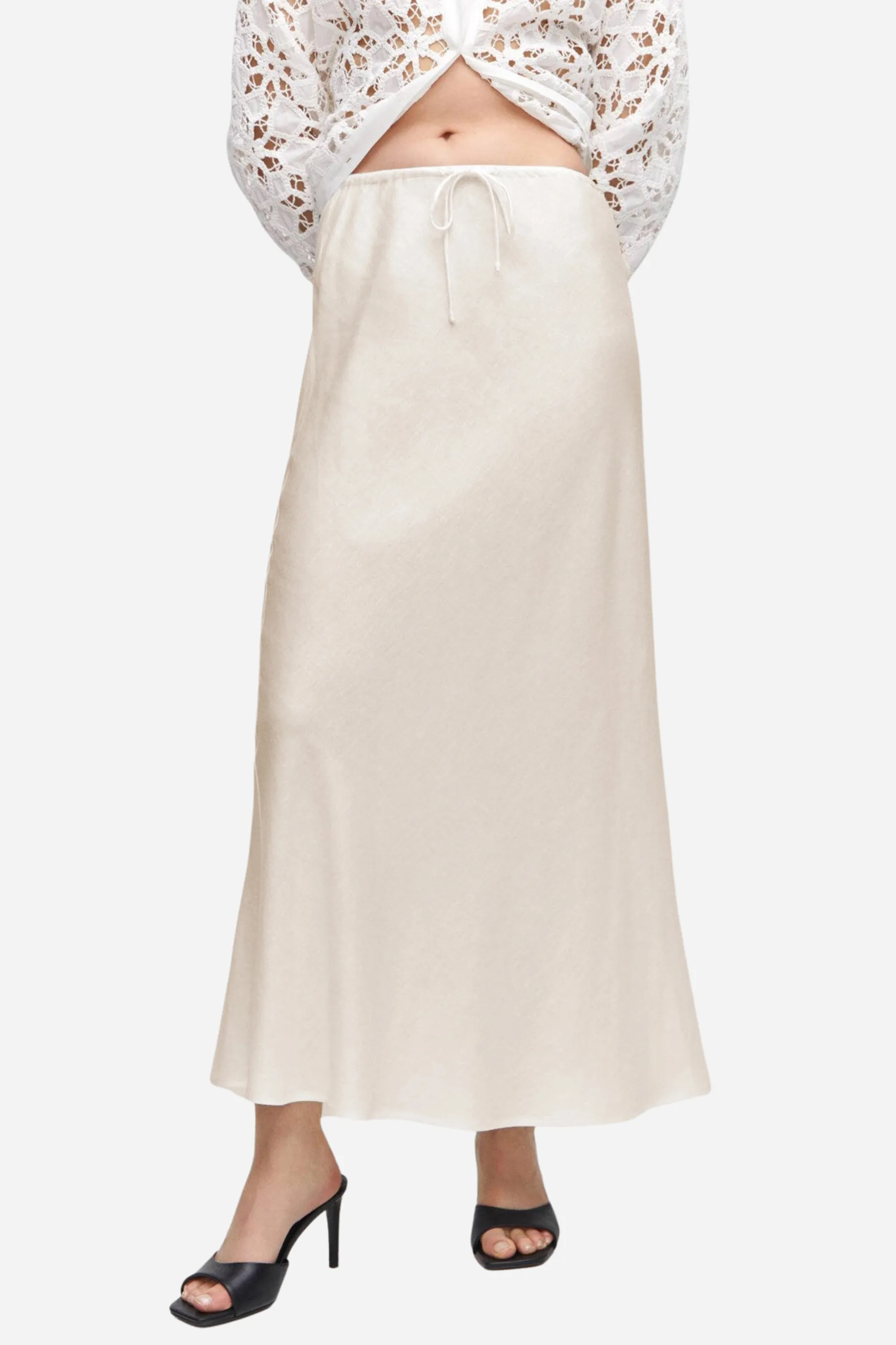 Satin Maxi Skirt - Champagne sold by Maude