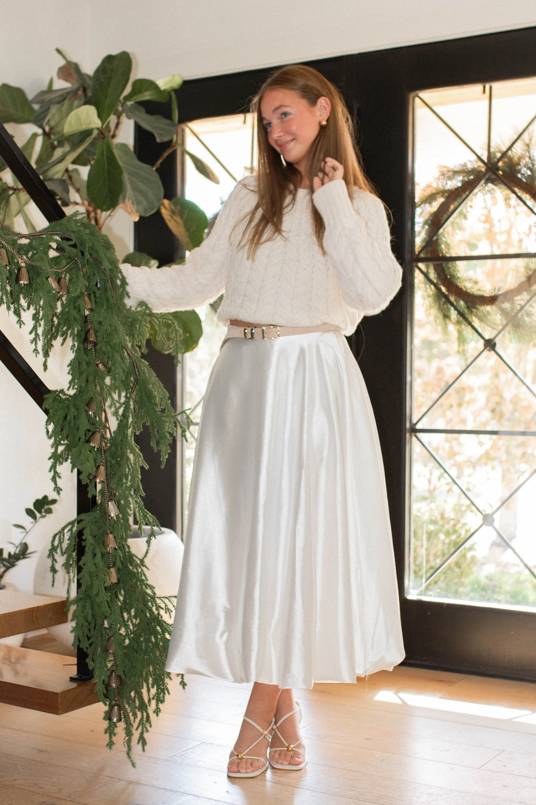 Satin Bouncy Maxi Skirt - White sold by Maude product image thumbnail 2