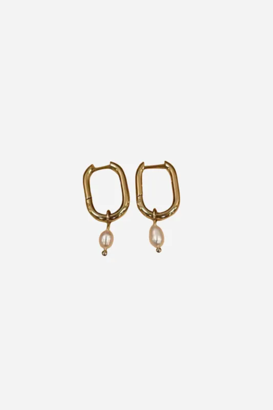 18K Amelia Pearl Hoop Earrings sold by Maude