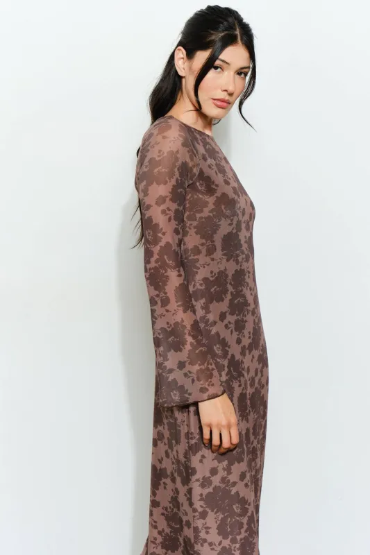 Meredith Maxi Dress - Mocha Floral sold by Maude
