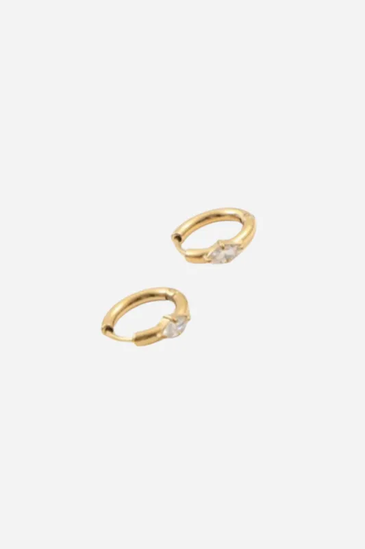 18K Diamond Drop Hoop Earrings sold by Maude
